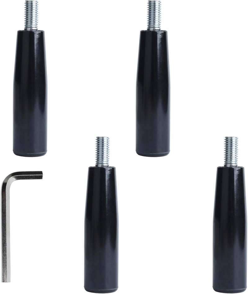 Begino 4 Pcs Revolving Handwheel Handle, M12 Male Threaded Stem, Zinc Alloy Steel with Powder Coated Finish, for Milling Machine & Lathe Equipment (Black) - Image 1